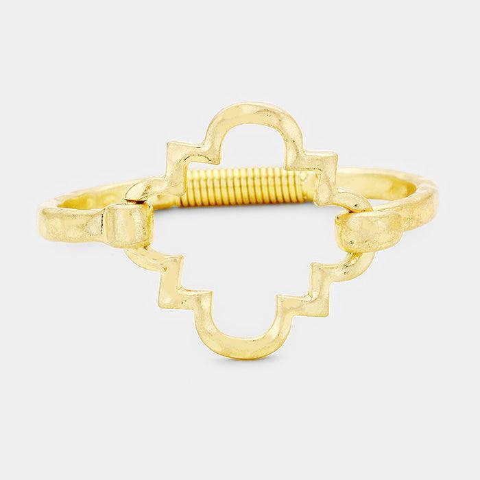 Gold Hammered Metal Petal Hook Bracelet - Jewelry Store by Erik Rayo