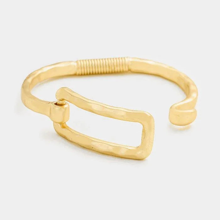 Gold Metal Cut Out Rectangle Hook Bracelet - Jewelry Store by Erik Rayo