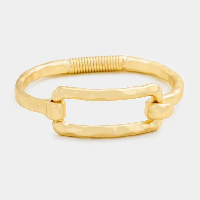 Gold Metal Cut Out Rectangle Hook Bracelet - Jewelry Store by Erik Rayo