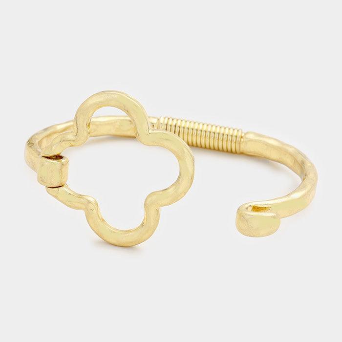 Gold Metal Quatrefoil Hook Bracelet - Jewelry Store by Erik Rayo