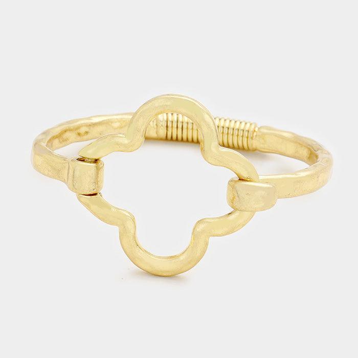 Gold Metal Quatrefoil Hook Bracelet - Jewelry Store by Erik Rayo