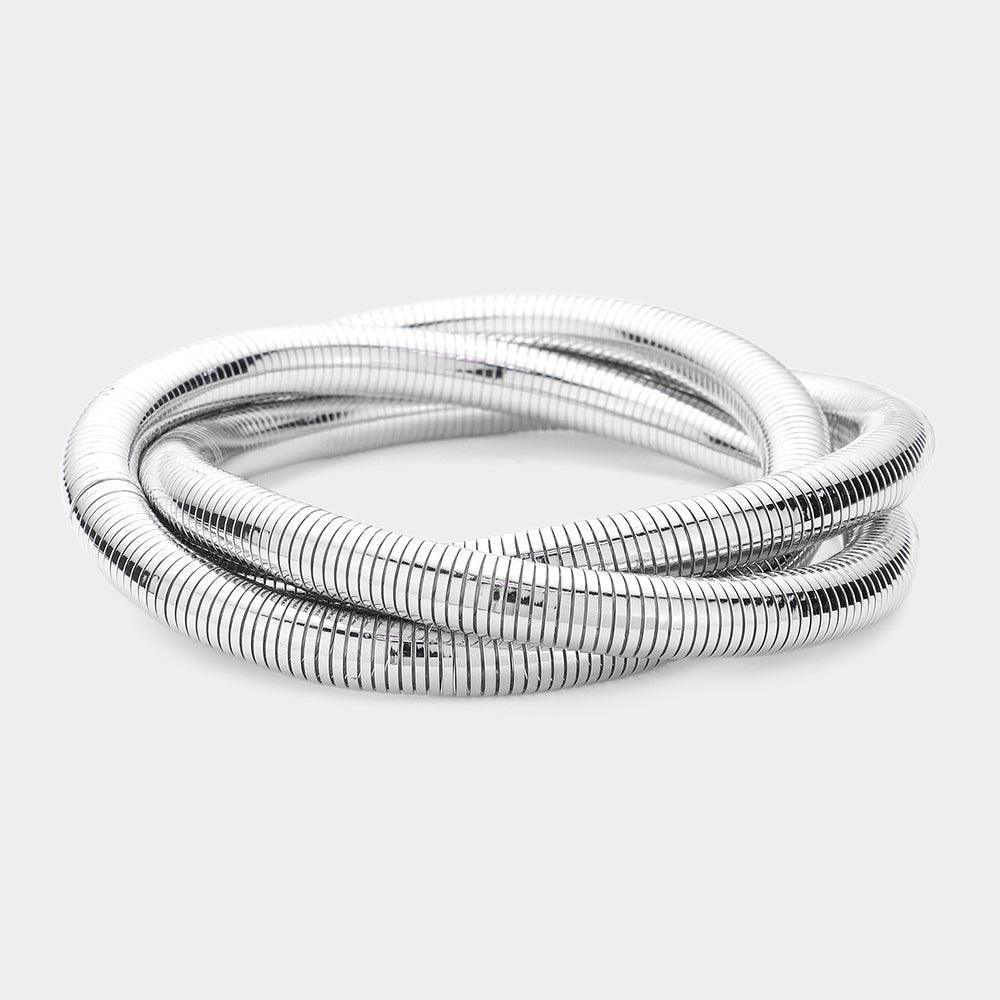 3 Row Intertwined Snake Metal Stretch Bracelet - Jewelry Store by Erik Rayo