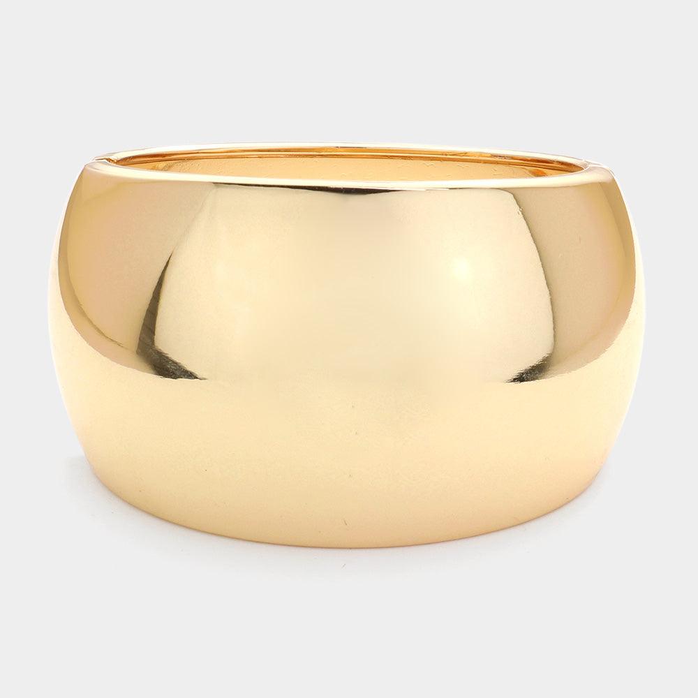 Gold Metal Hinged Bangle Bracelet