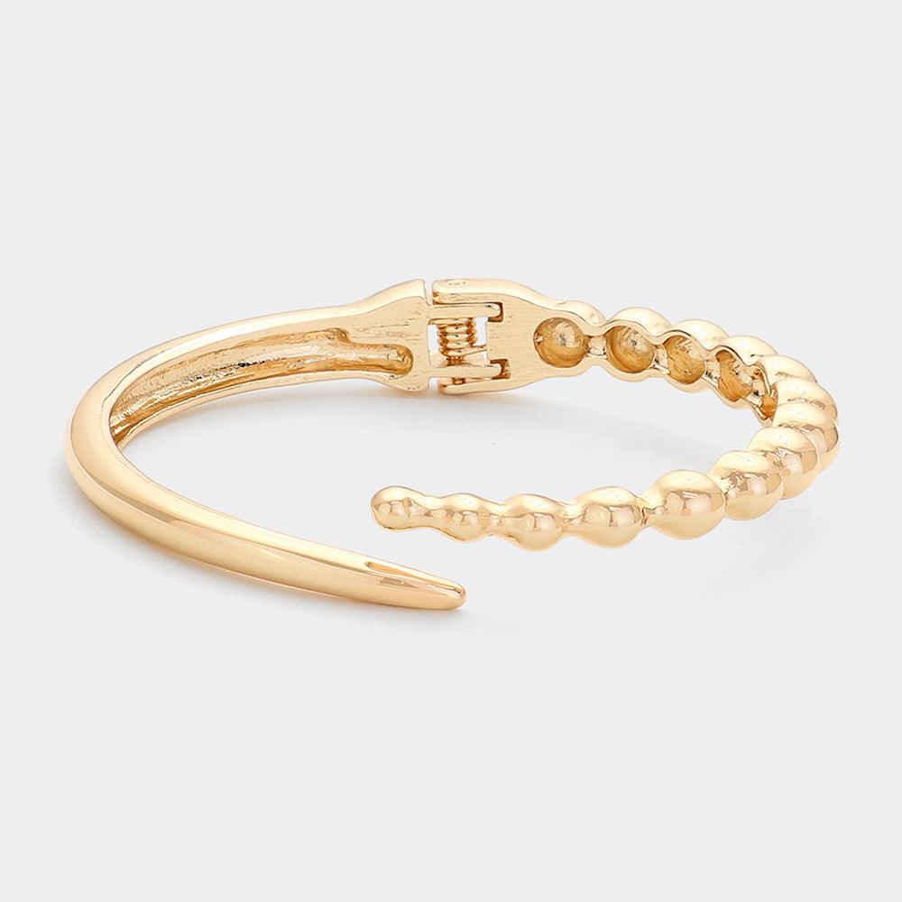 Gold Metal Bubble Hinged Bangle Bracelet