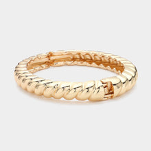 Load image into Gallery viewer, Gold Twisted Metal Hinged Bangle Bracelet
