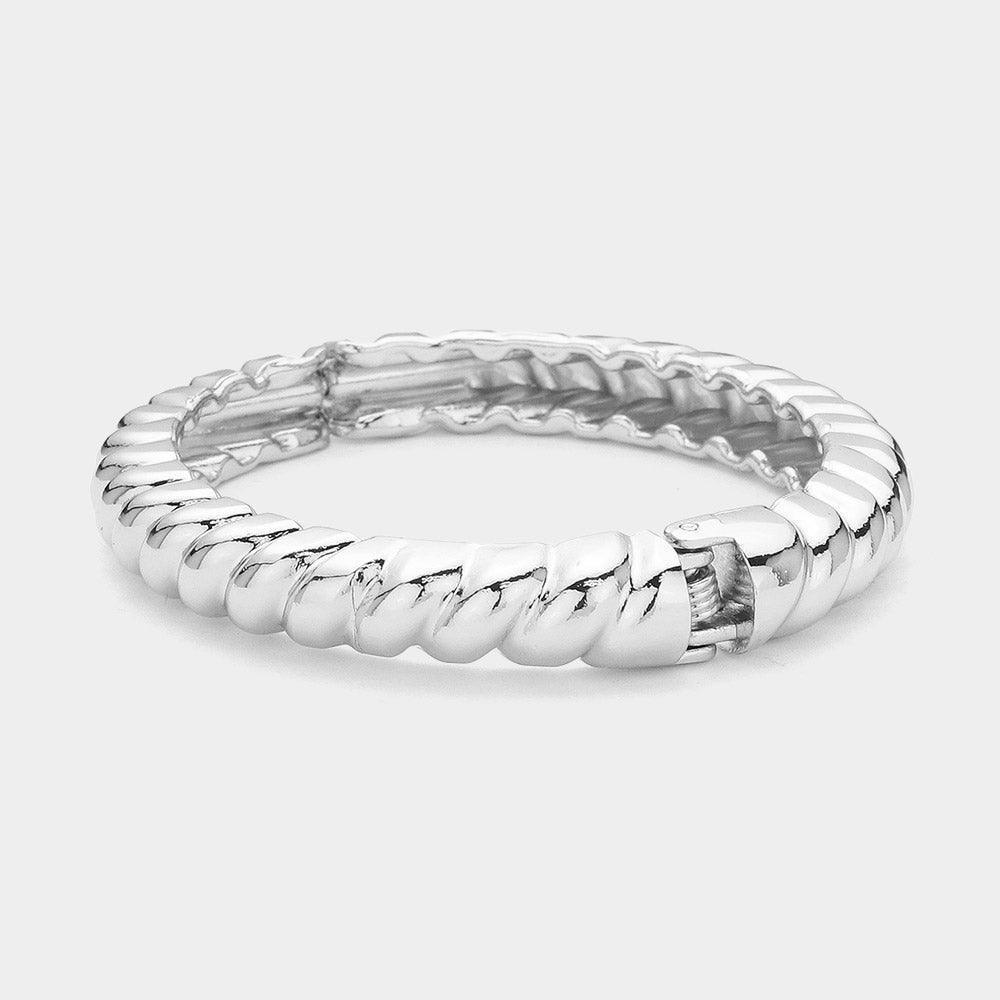 Silver Twisted Metal Hinged Bangle Bracelet - Jewelry Store by Erik Rayo