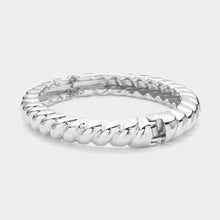 Load image into Gallery viewer, Silver Twisted Metal Hinged Bangle Bracelet
