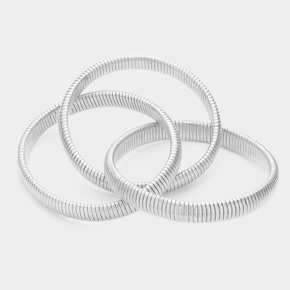 Silver Triple Metal Layered Bangle Bracelet - Jewelry Store by Erik Rayo