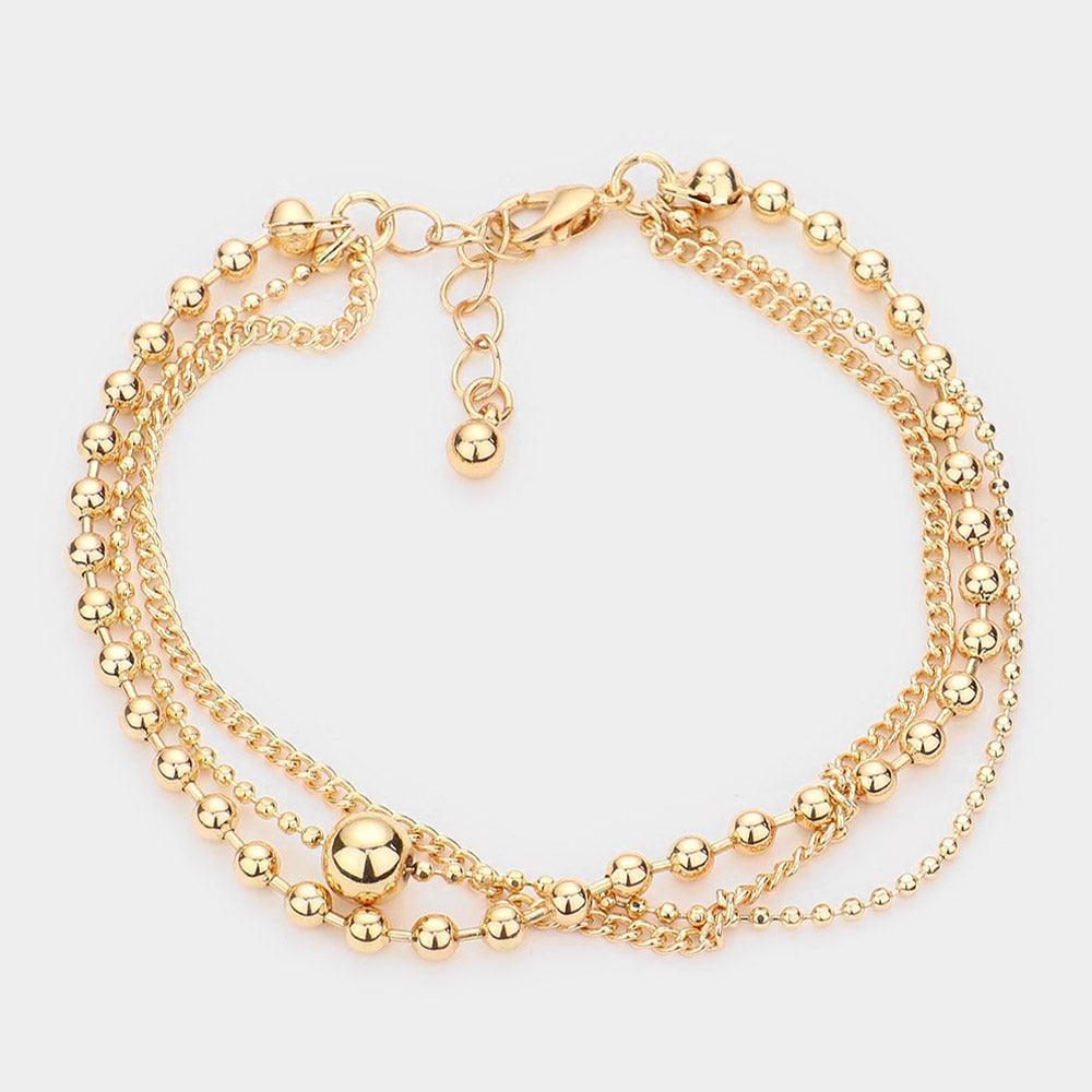 Gold Metal Ball Pointed Triple Layered Bracelet - Jewelry Store by Erik Rayo