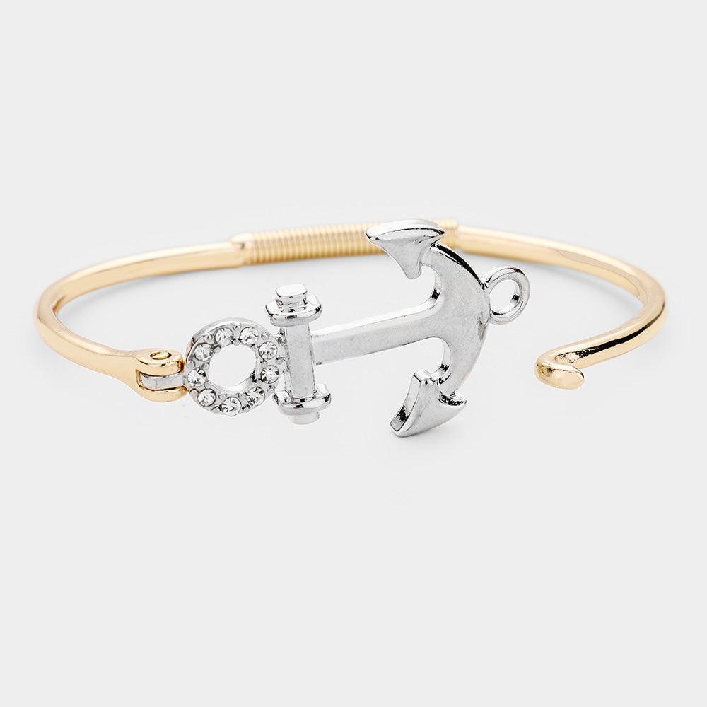 Gold Anchor Rhinestone Metal Hook Bracelet - Jewelry Store by Erik Rayo