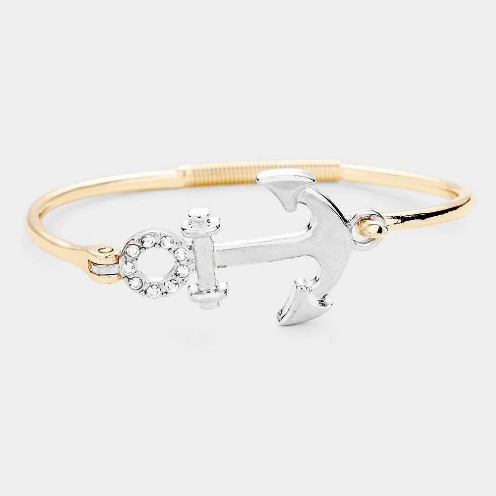 Gold Anchor Rhinestone Metal Hook Bracelet - Jewelry Store by Erik Rayo
