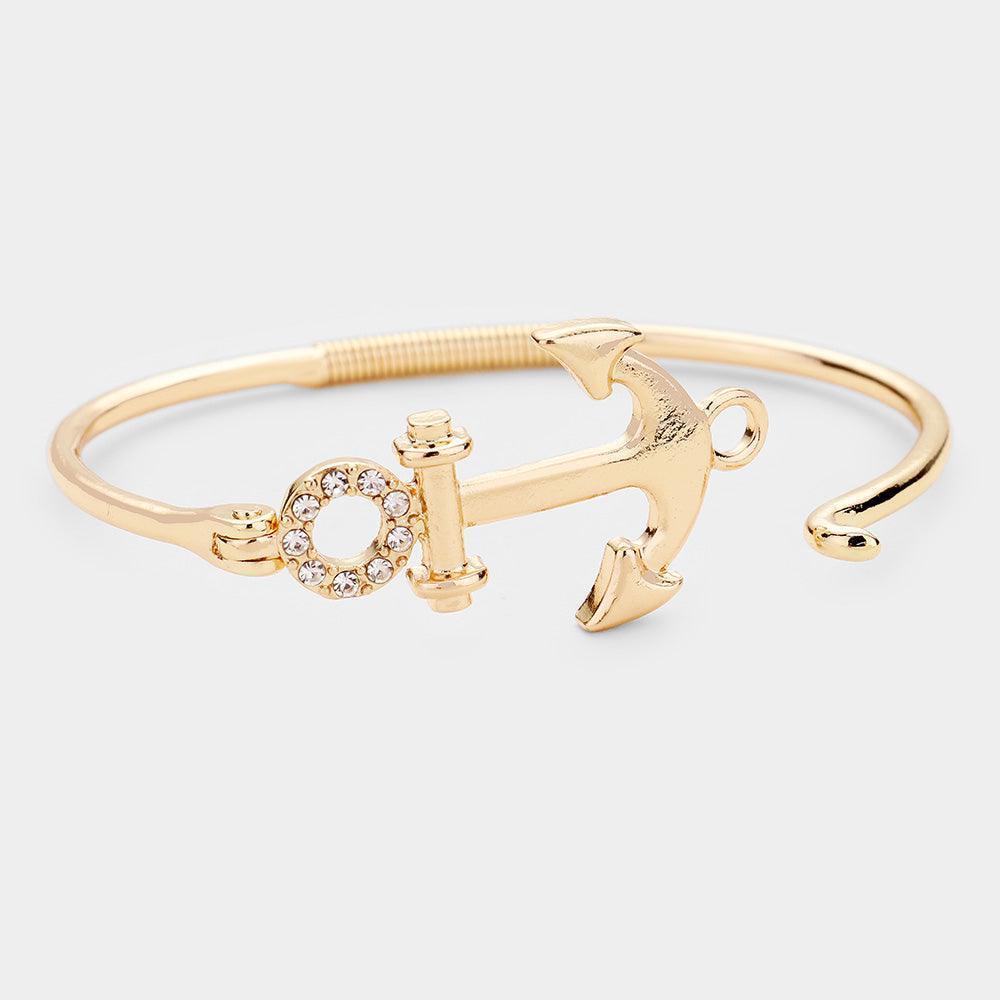 Gold Anchor Rhinestone Metal Hook Bracelet - Jewelry Store by Erik Rayo
