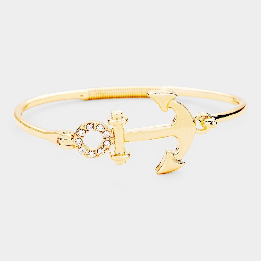 Gold Anchor Rhinestone Metal Hook Bracelet - Jewelry Store by Erik Rayo