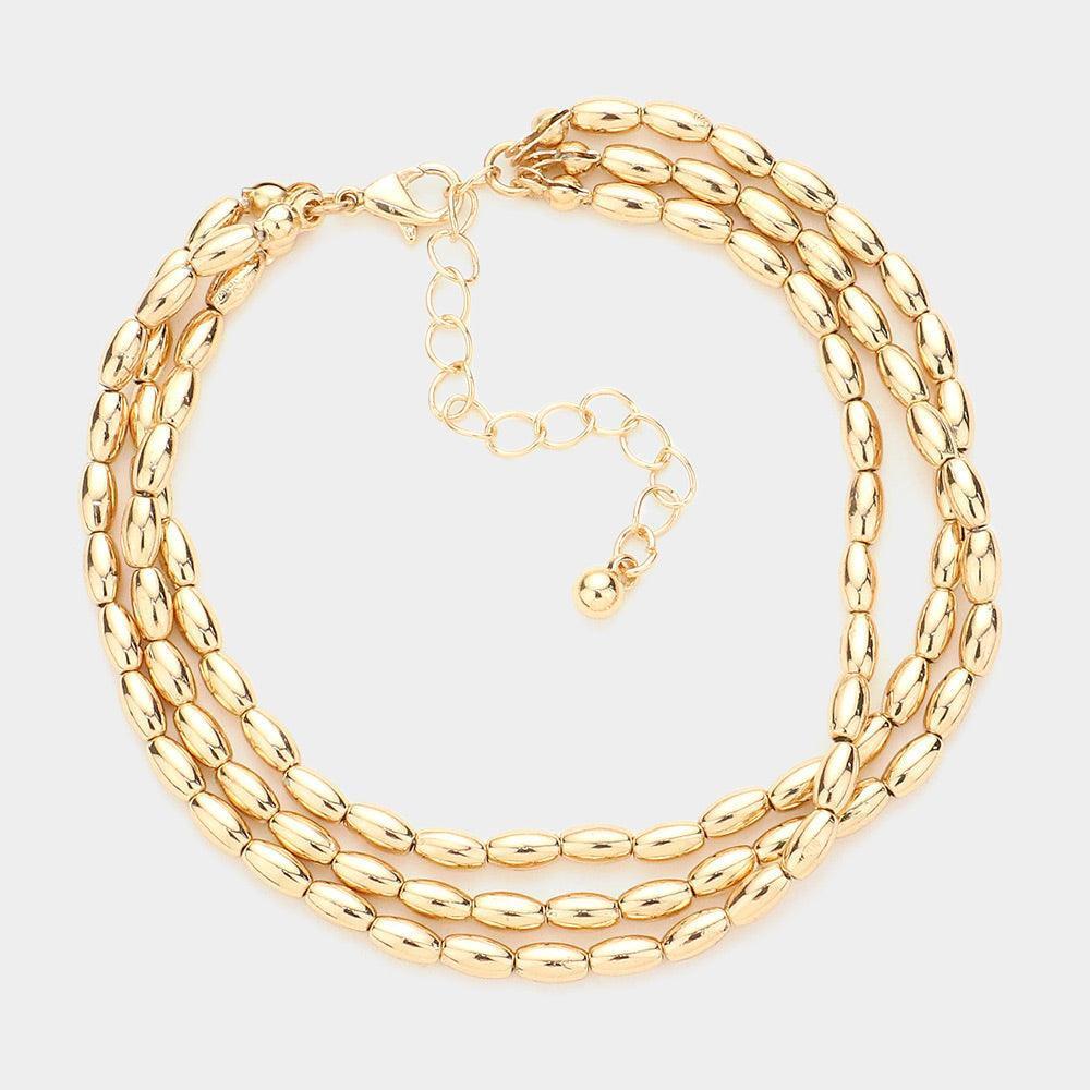 Gold Triple Layered Beaded Bracelet - Jewelry Store by Erik Rayo