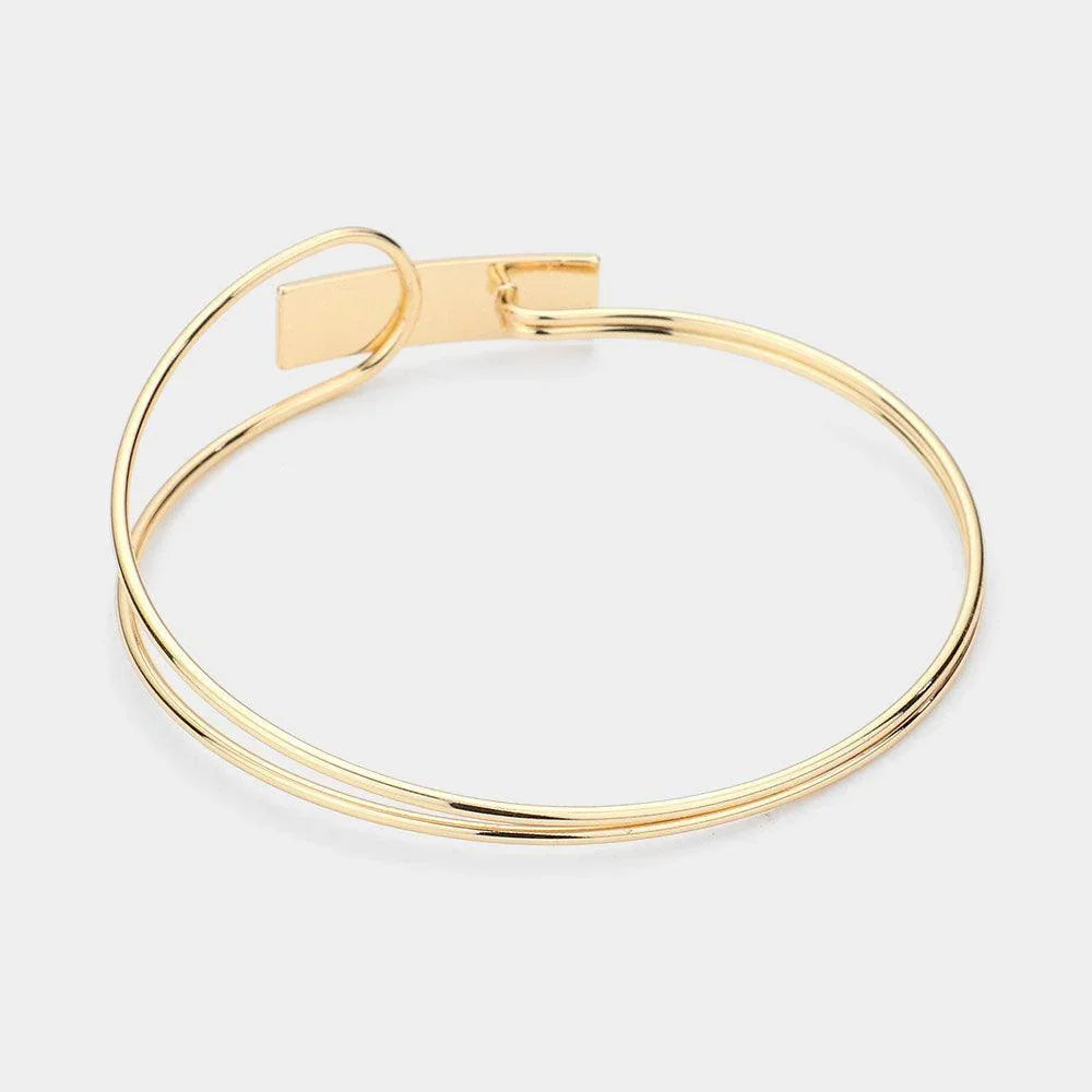 Gold Metal Rectangle Hook Bracelet - Jewelry Store by Erik Rayo