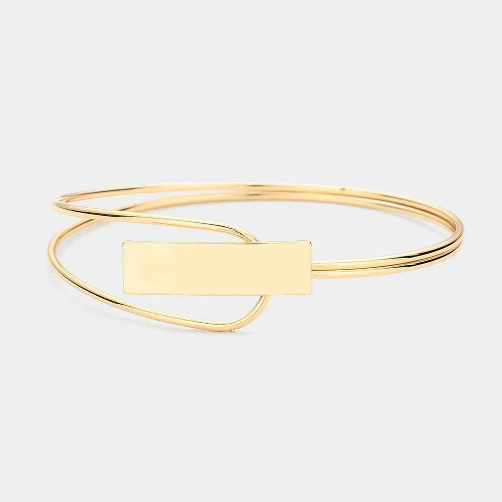 Gold Metal Rectangle Hook Bracelet - Jewelry Store by Erik Rayo