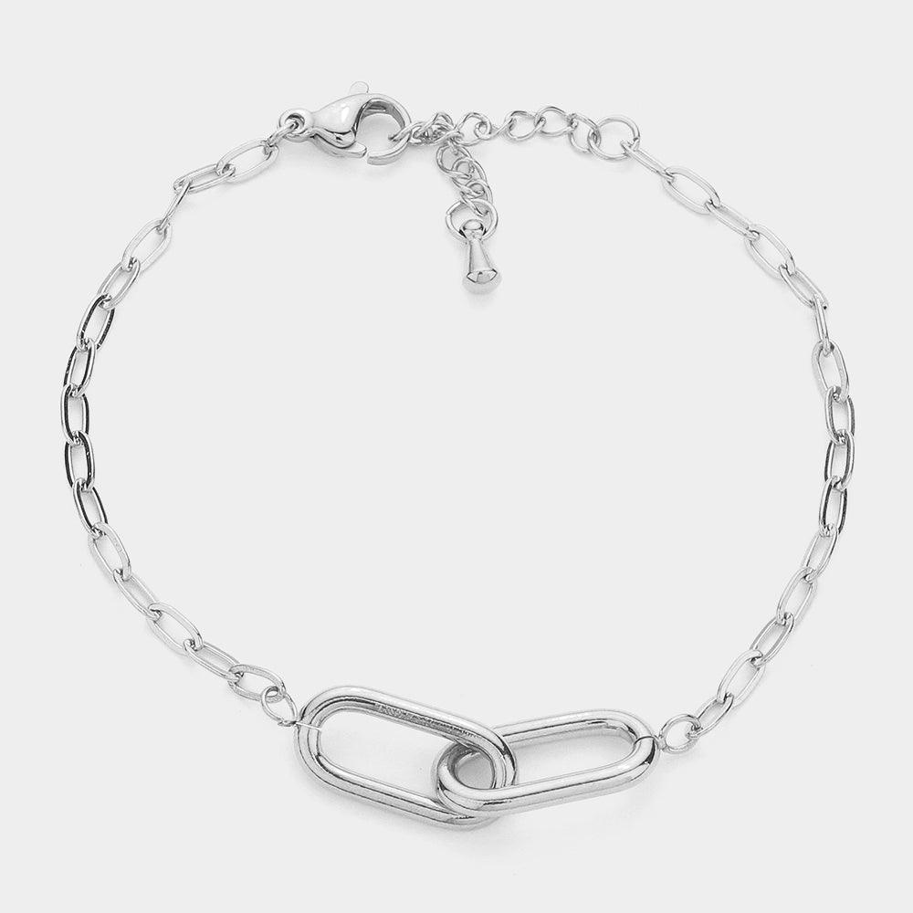 Stainless Steel Oval Chain Link Bracelet