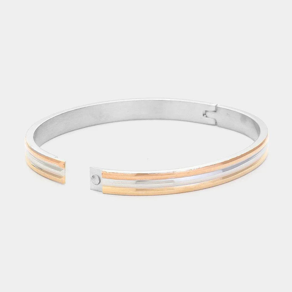 Stainless Steel Tri Color Block Bangle Bracelet - Jewelry Store by Erik Rayo
