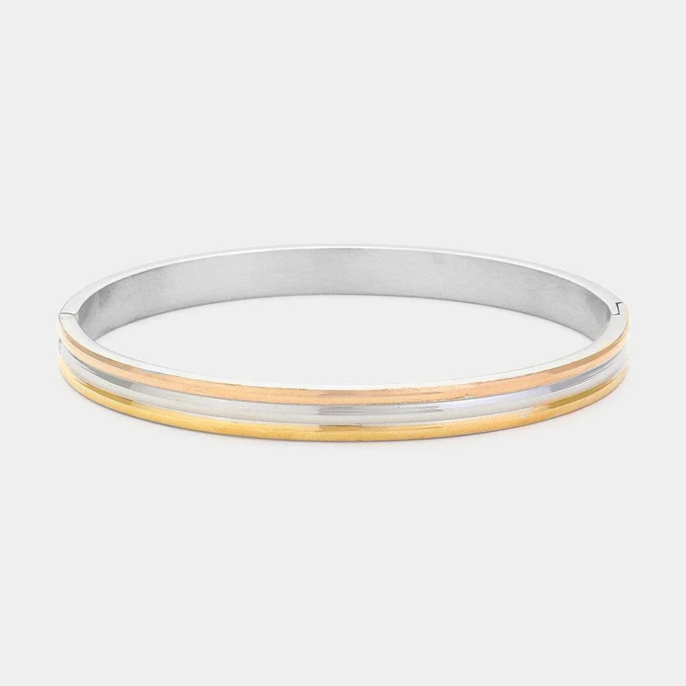 Stainless Steel Tri Color Block Bangle Bracelet - Jewelry Store by Erik Rayo