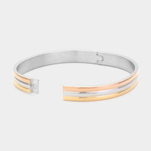 Load image into Gallery viewer, Stainless Steel Tri Color Block Bangle Bracelet
