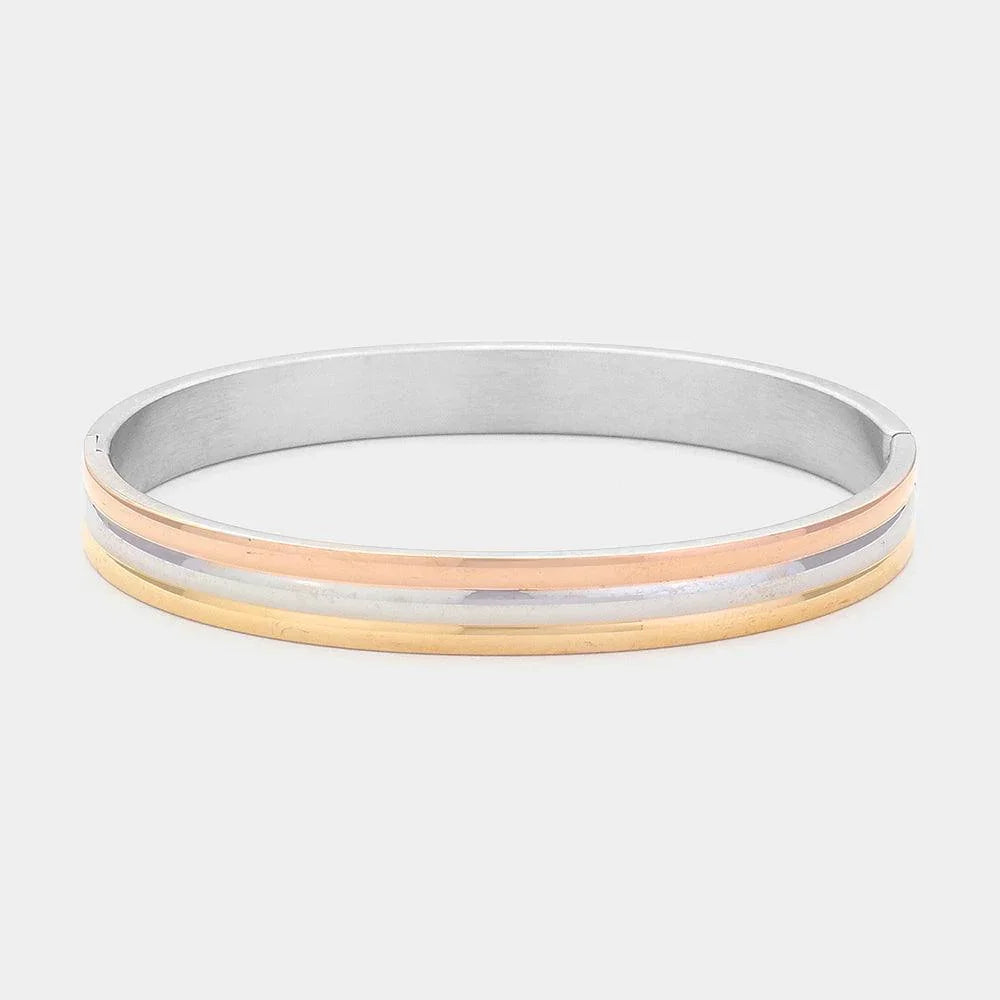 Stainless Steel Tri Color Block Bangle Bracelet - Jewelry Store by Erik Rayo