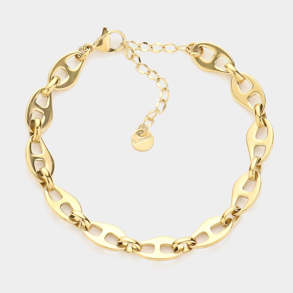 Gold Stainless Steel Mariner Link Chain Bracelet