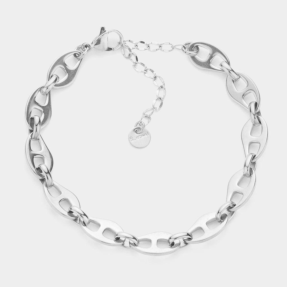 Silver Stainless Steel Mariner Link Chain Bracelet