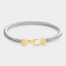 Load image into Gallery viewer, Two Tone Twisted Metal Hook Bangle Bracelet
