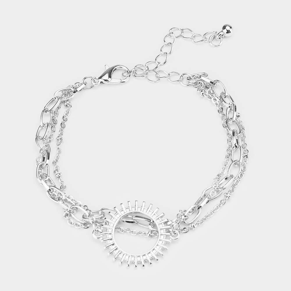Triple Metal Chain Link Geometric Charm Bracelet - Jewelry Store by Erik Rayo