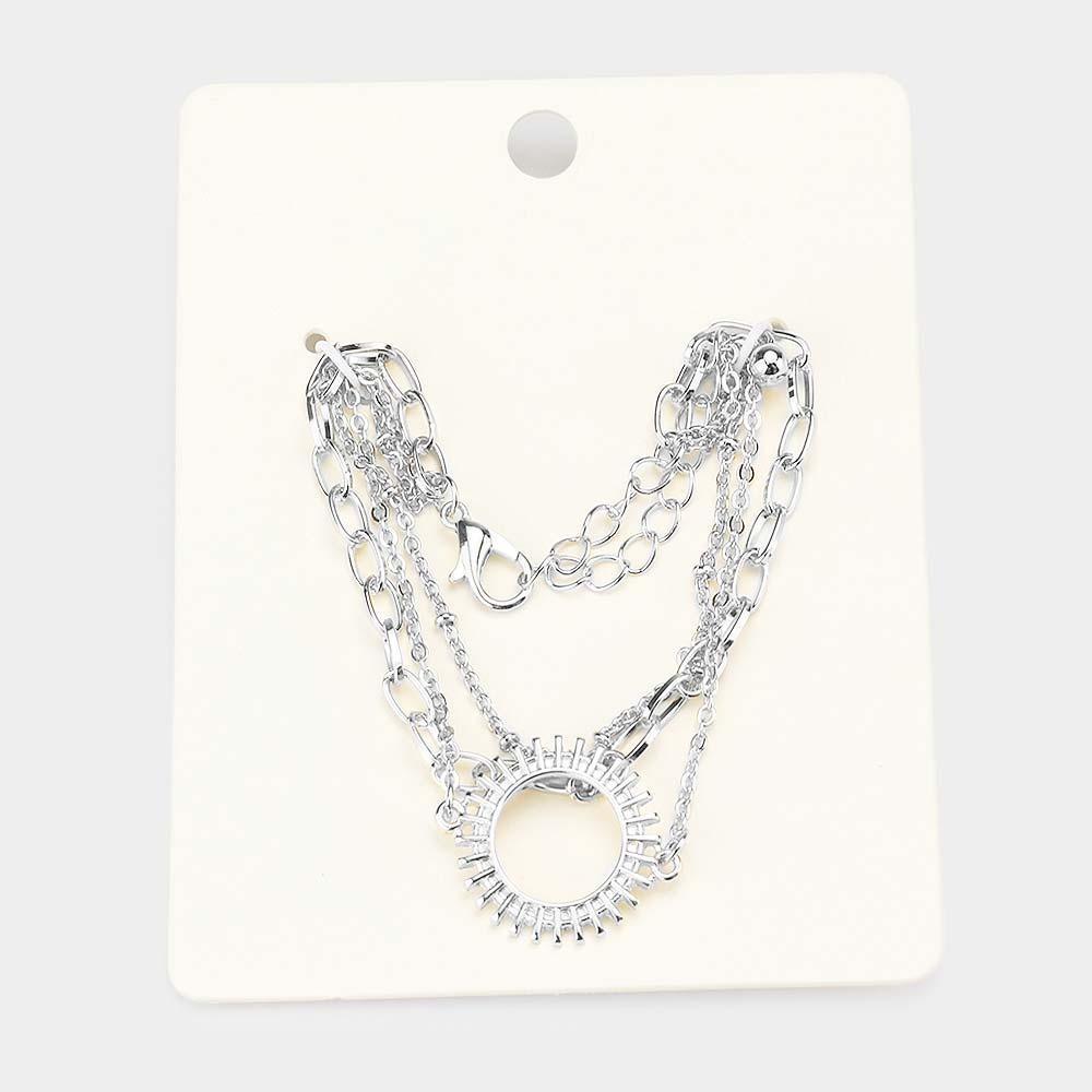 Triple Metal Chain Link Geometric Charm Bracelet - Jewelry Store by Erik Rayo