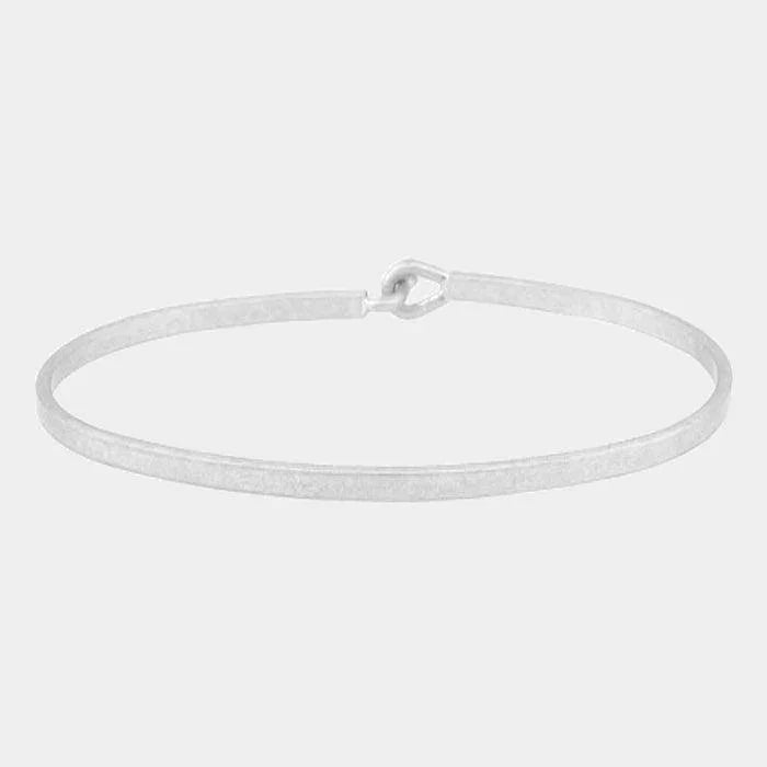 Silver Brass Thin Metal Hook Bracelet