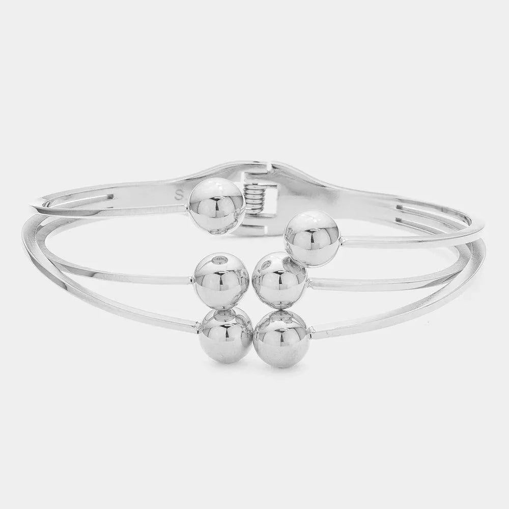 Silver Metal Bubble Stainless Steel Hinged Bracelet - Jewelry Store by Erik Rayo