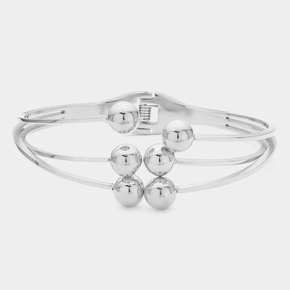 Silver Metal Bubble Stainless Steel Hinged Bracelet