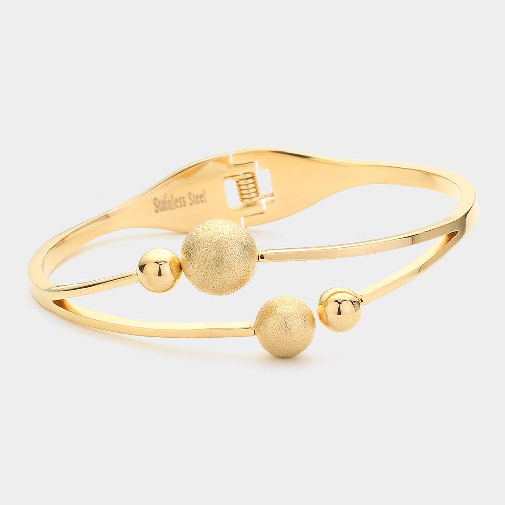 Gold Stainless Steel Metal Ball Tip Hinged Bracelet