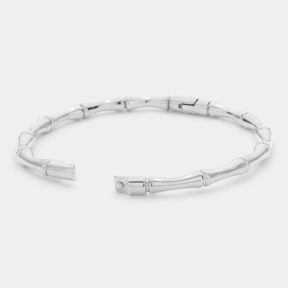 Silver Stainless Steel Metal Bamboo Bangle Bracelet - Jewelry Store by Erik Rayo