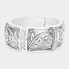 Load image into Gallery viewer, FLORAL FILIGREE ETCHED HINGED BRACELET
