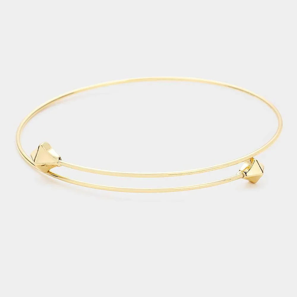 Gold Gold Dipped Metal Rhombus End Bracelet - Jewelry Store by Erik Rayo