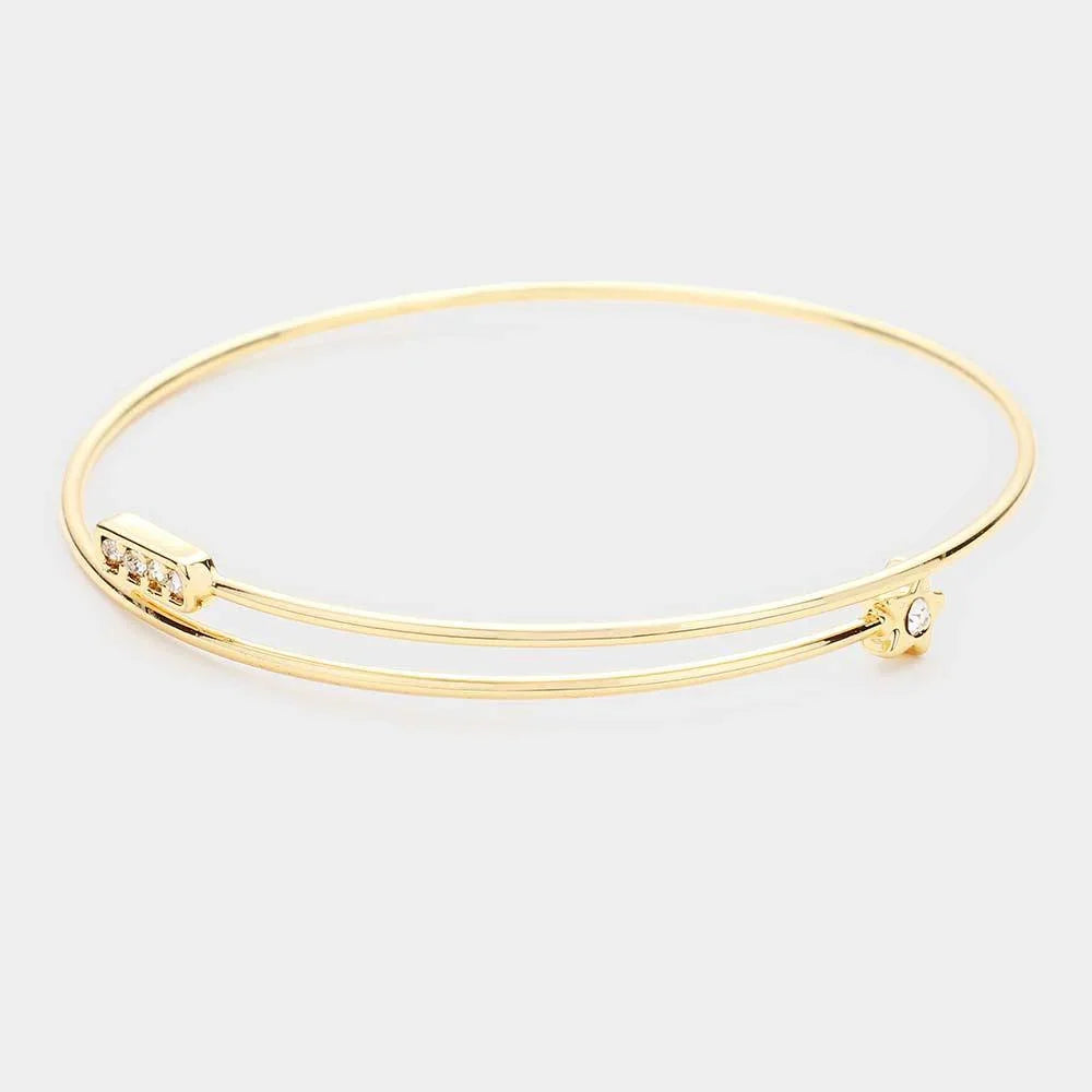 Gold Gold Dipped Metal Rhinestone Star End Bracelet - Jewelry Store by Erik Rayo