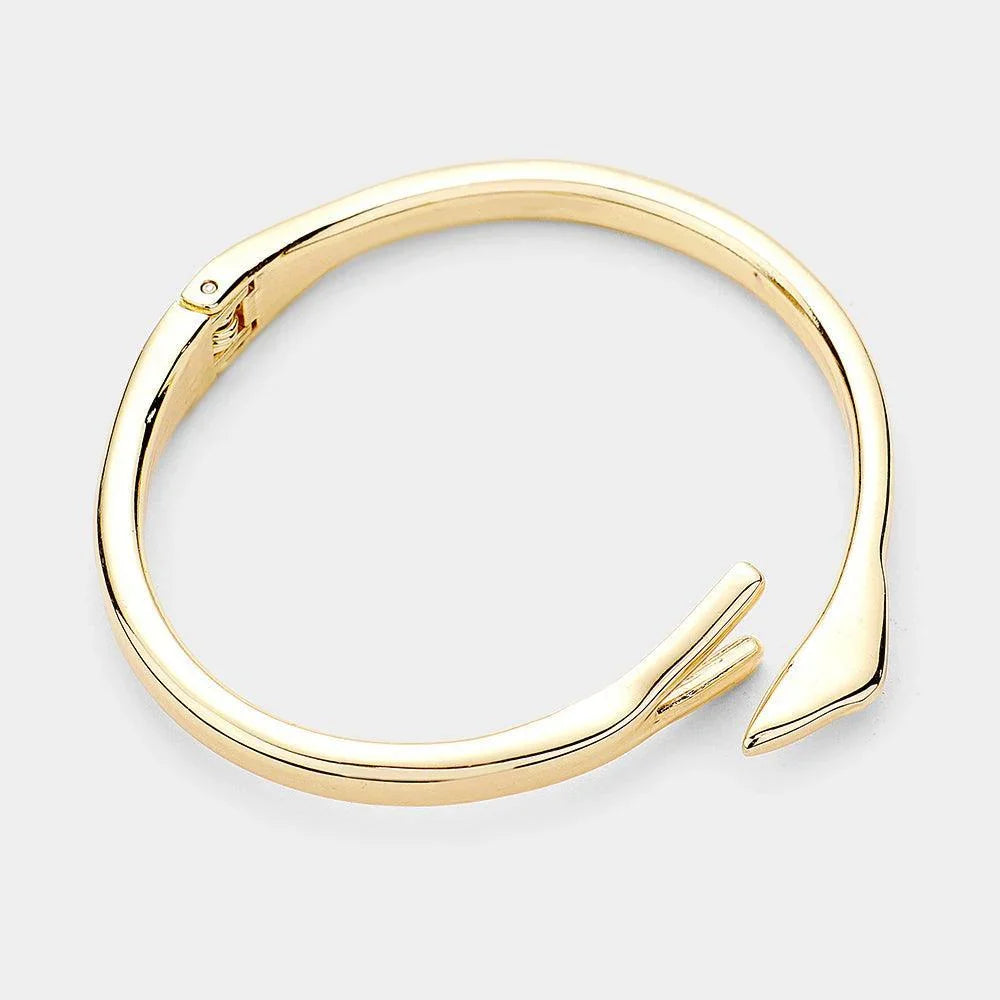 Gold Abstract Metal Hinged Bangle Bracelet - Jewelry Store by Erik Rayo