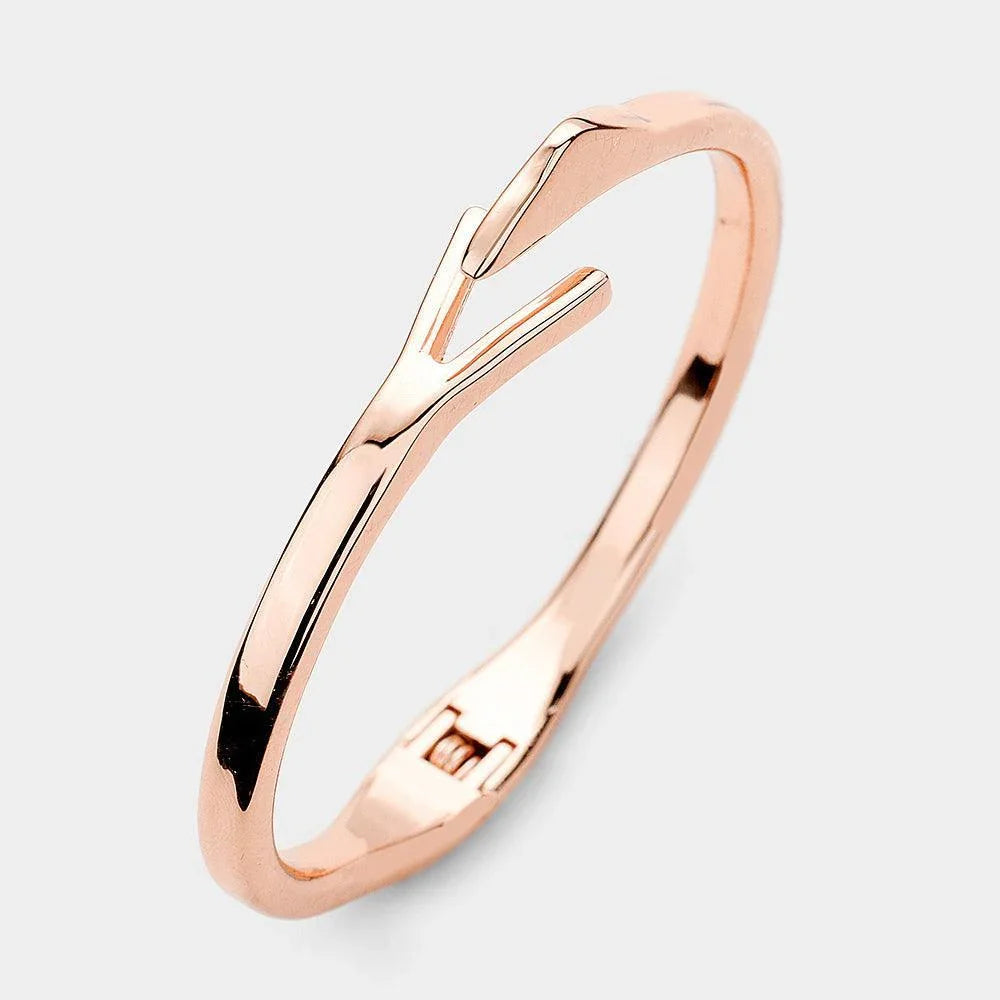 Rose Gold Abstract Metal Hinged Bangle Bracelet - Jewelry Store by Erik Rayo