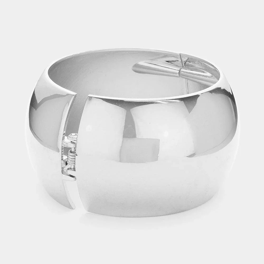 Silver Chunky Metal Hinged Bangle Bracelet - Jewelry Store by Erik Rayo