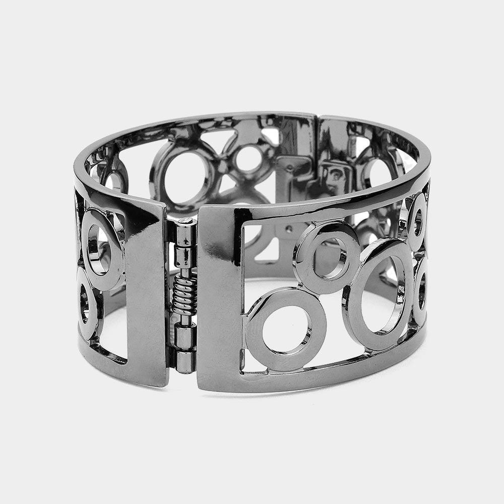 Hematite Hinged Metal Bangle Bracelet - Jewelry Store by Erik Rayo