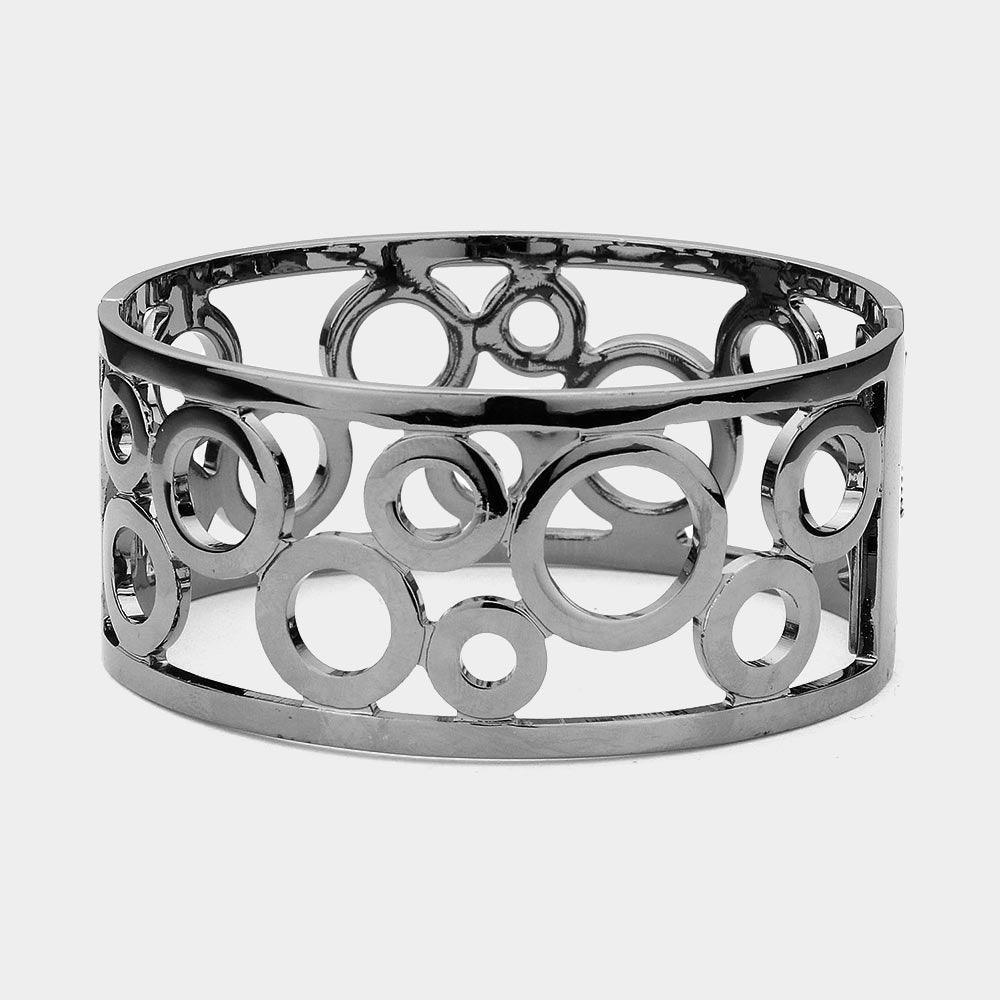 Hematite Hinged Metal Bangle Bracelet - Jewelry Store by Erik Rayo