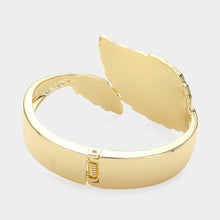 Load image into Gallery viewer, Gold Metal Leaf Hinged Bangle Bracelet
