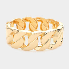 Load image into Gallery viewer, Gold Metal Chunky Cuban Chain Hinged Bangle Bracelet
