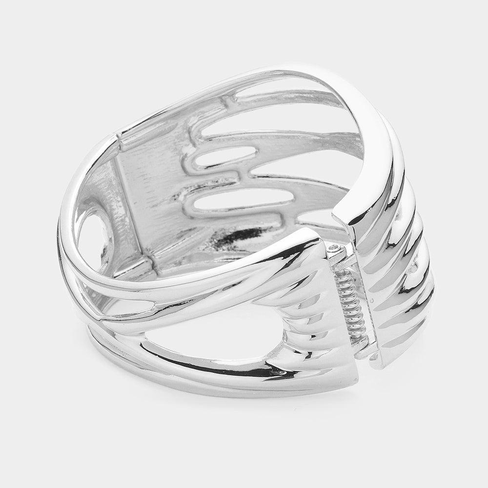 Silver Abstract Metal Hinged Bangle Bracelet - Jewelry Store by Erik Rayo