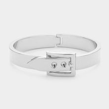 Load image into Gallery viewer, Silver Metal Belt Buckle Hinged Bangle Bracelet
