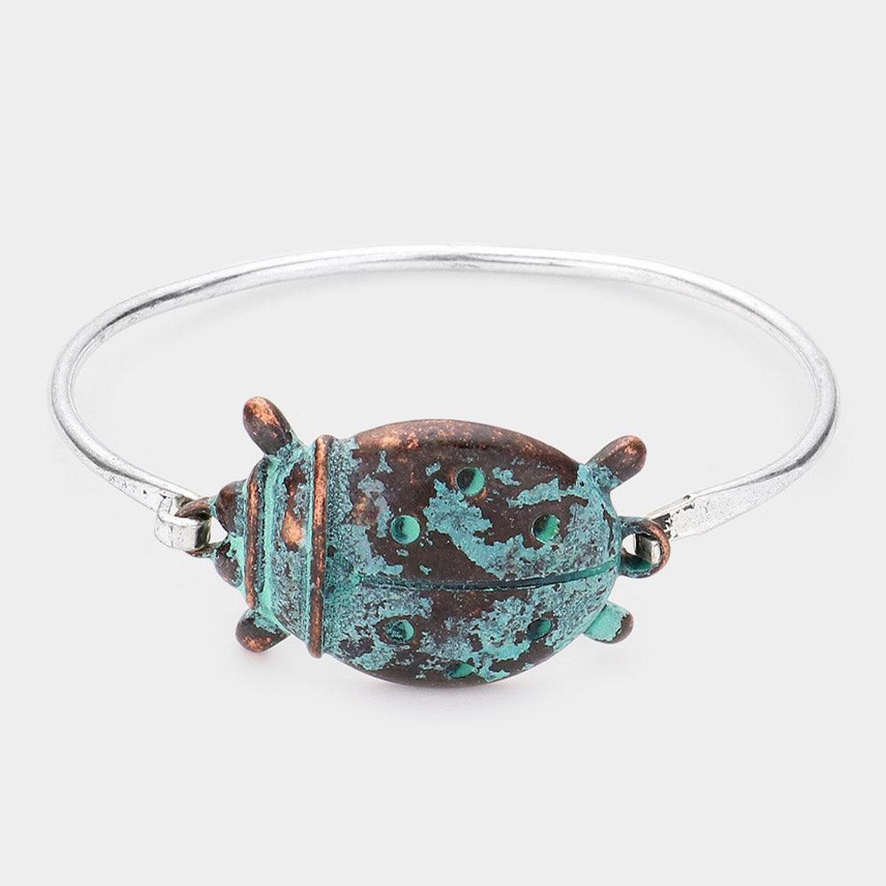 Verdigris Metal Ladybug Bangle Bracelet - Jewelry Store by Erik Rayo