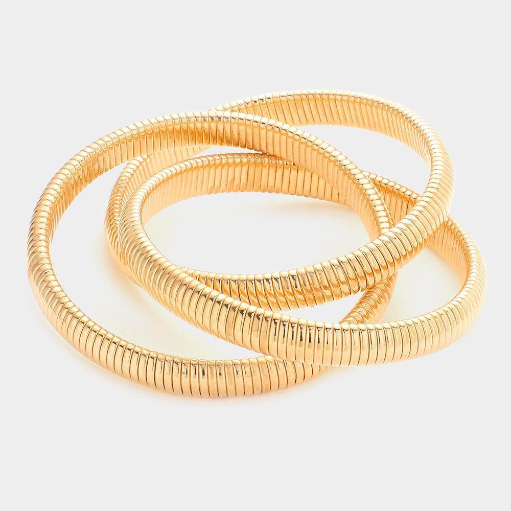 Gold Triple Layered Metal Bangle Bracelet - Jewelry Store by Erik Rayo