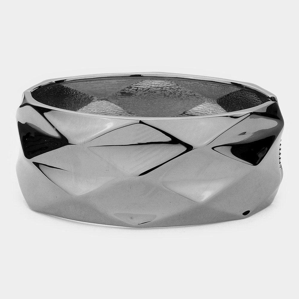 Hematite Metal Hinged Bangle Bracelet - Jewelry Store by Erik Rayo